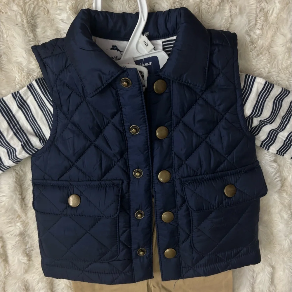 NWT TOMMY BAHAMA Navy and Tan Kids Outfit